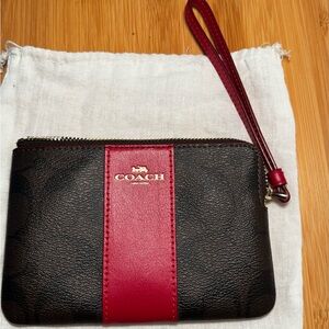 Coach Black and Burgundy Wristlet
